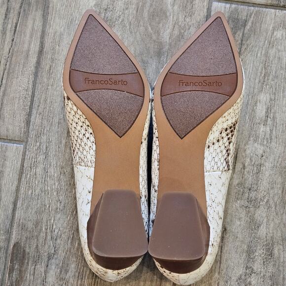 Franco Sarto Block Heel Pumps Women’s 10 Neutral Python Snake Print NEW Timeless - Picture 7 of 11
